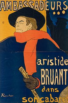 Affiche "Aristide Bruant dans son cabaret" par Henry Toulouse-Lautrec.
©Wikipédia