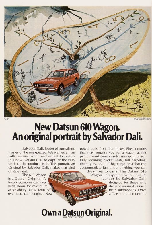 Affiche publicitaire Nissan réalisé par Salvador Dali.