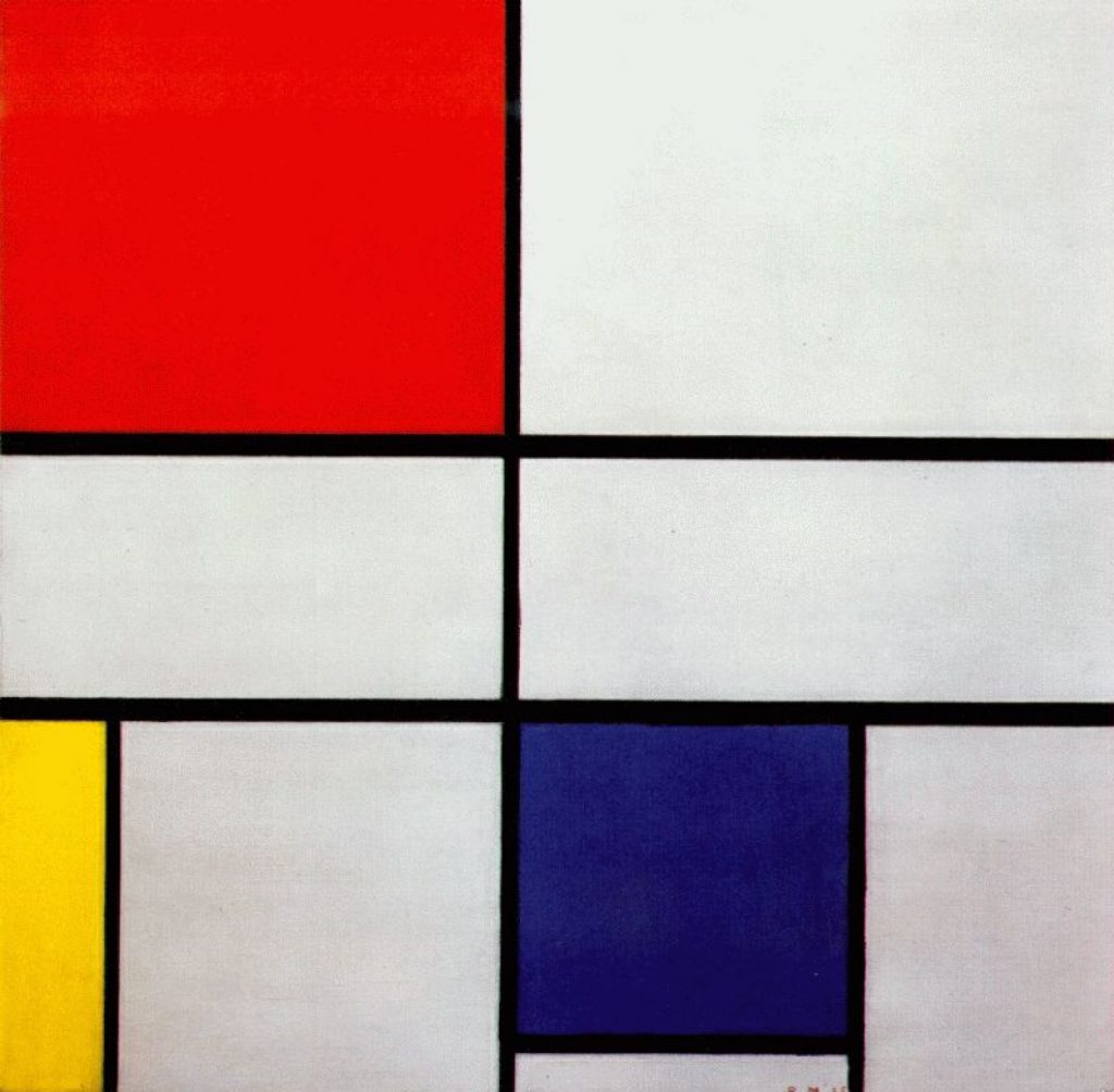 Composition No. 3 with red, yellow and blue, Mondrian, 1935, 52×56
