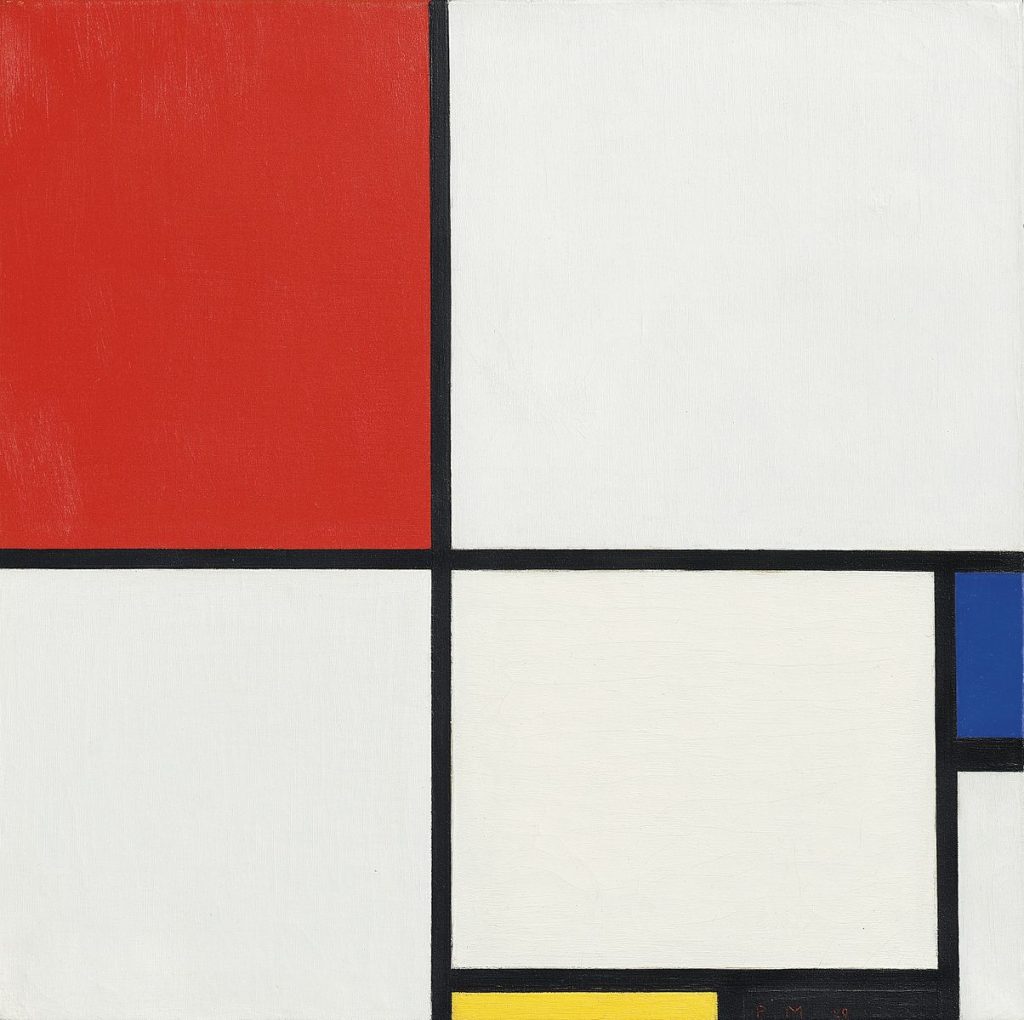 Composition No. III, with red, blue, yellow and black, Mondrian, 1929, huile sur toile, 50x50,2cm